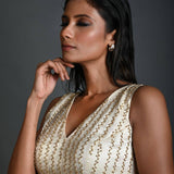 Elegant White Silk Blouse with Delicate Hand Embroidery