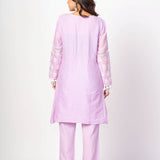 Lavender Co - ord Set with White Embroidered Thread Work - Anvi Couture