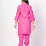 Pink Co - Ord Set With Embroidered Work - Anvi Couture