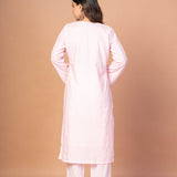 Pink Kurti Set With Mirror Work - Anvi Couture