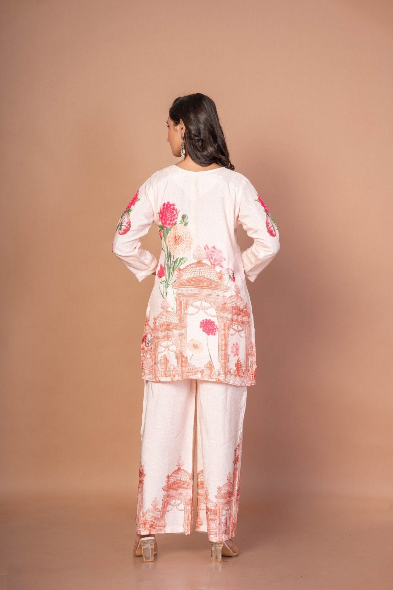 Off White Printed Co - ord Set - Anvi Couture