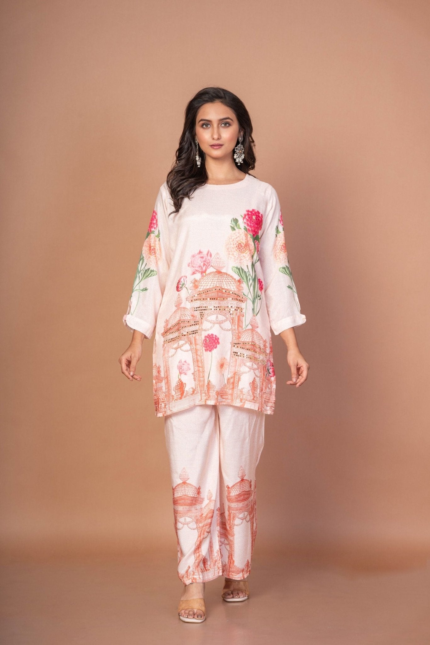 Off White Printed Co - ord Set - Anvi Couture