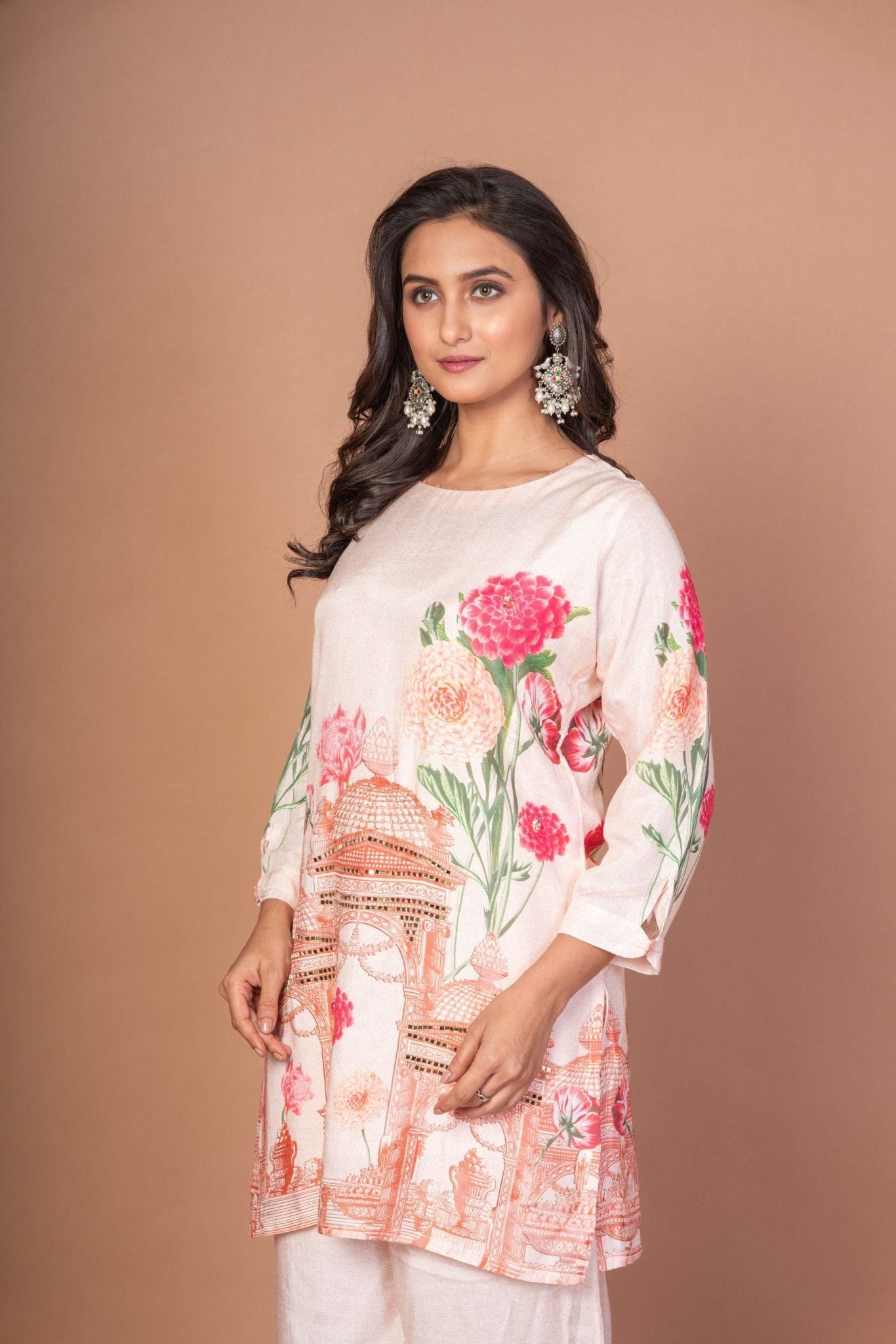 Off White Printed Co - ord Set - Anvi Couture