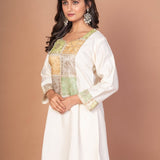 Off White Co - Ordset by Multicolor Embroidered Patchwork - Anvi Couture