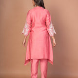 Pink Silk Co - ord Set with Embroidered Work - Anvi Couture