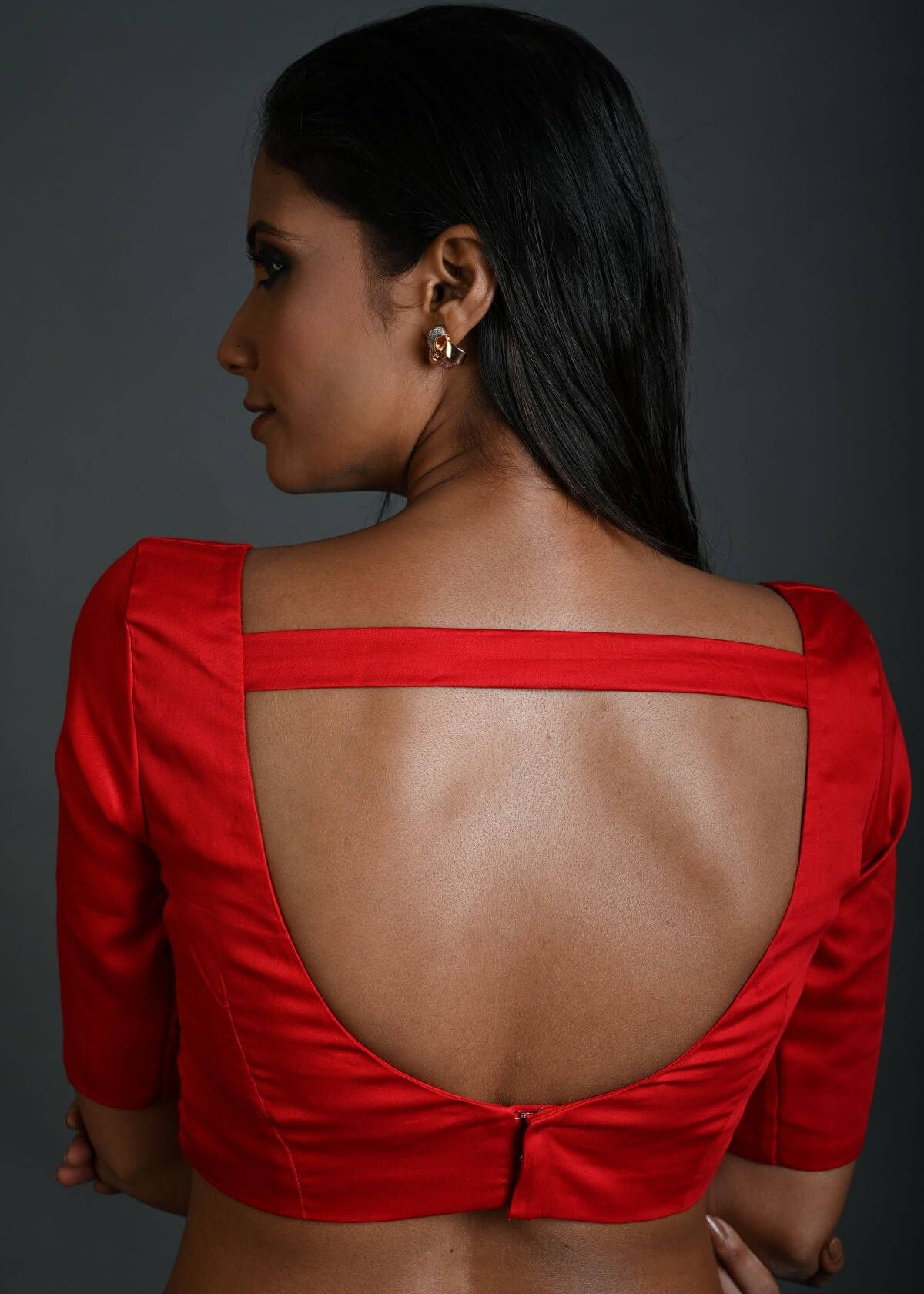 Festive wear women's blouse with chic strappy back closure and intricate detailing
