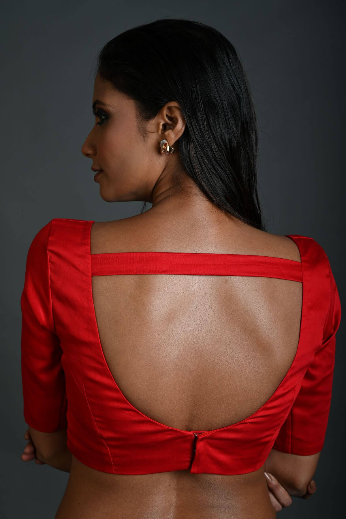 Festive wear women's blouse with chic strappy back closure and intricate detailing