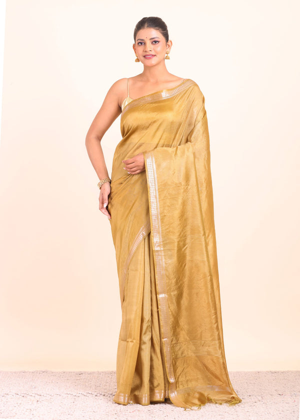Mustard Yellow Pure Silk Saree - Anvi Couture