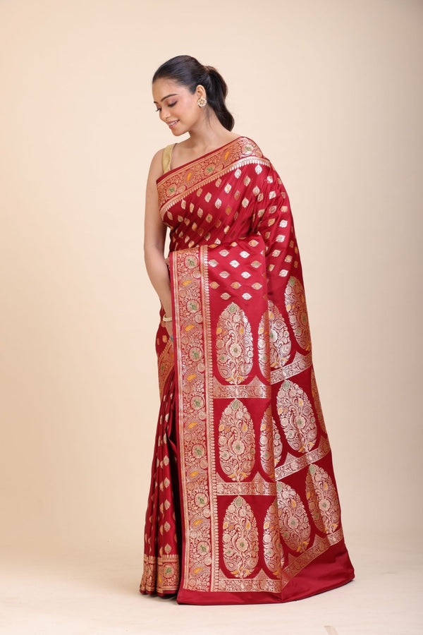 Red Bridal Wedding Banarasi Saree - Anvi Couture