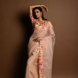 Peach Organza Saree