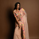 Peach Organza Saree