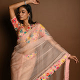 Peach Organza Saree