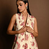 Red and White Printed Long Jacket and Pant Set - Anvi Couture - Image 4