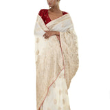White and Golden Silk Saree