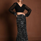 Black Sequin Mermaid Style Lehenga with Black Full Sleeve Gorgeous Top - Anvi Couture
