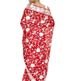 Red Georgette Parsi Gara Saree with Unstitched Blouse Piece - Anvi Couture