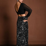 Black Sequin Mermaid Style Lehenga with Black Full Sleeve Gorgeous Top - Anvi Couture