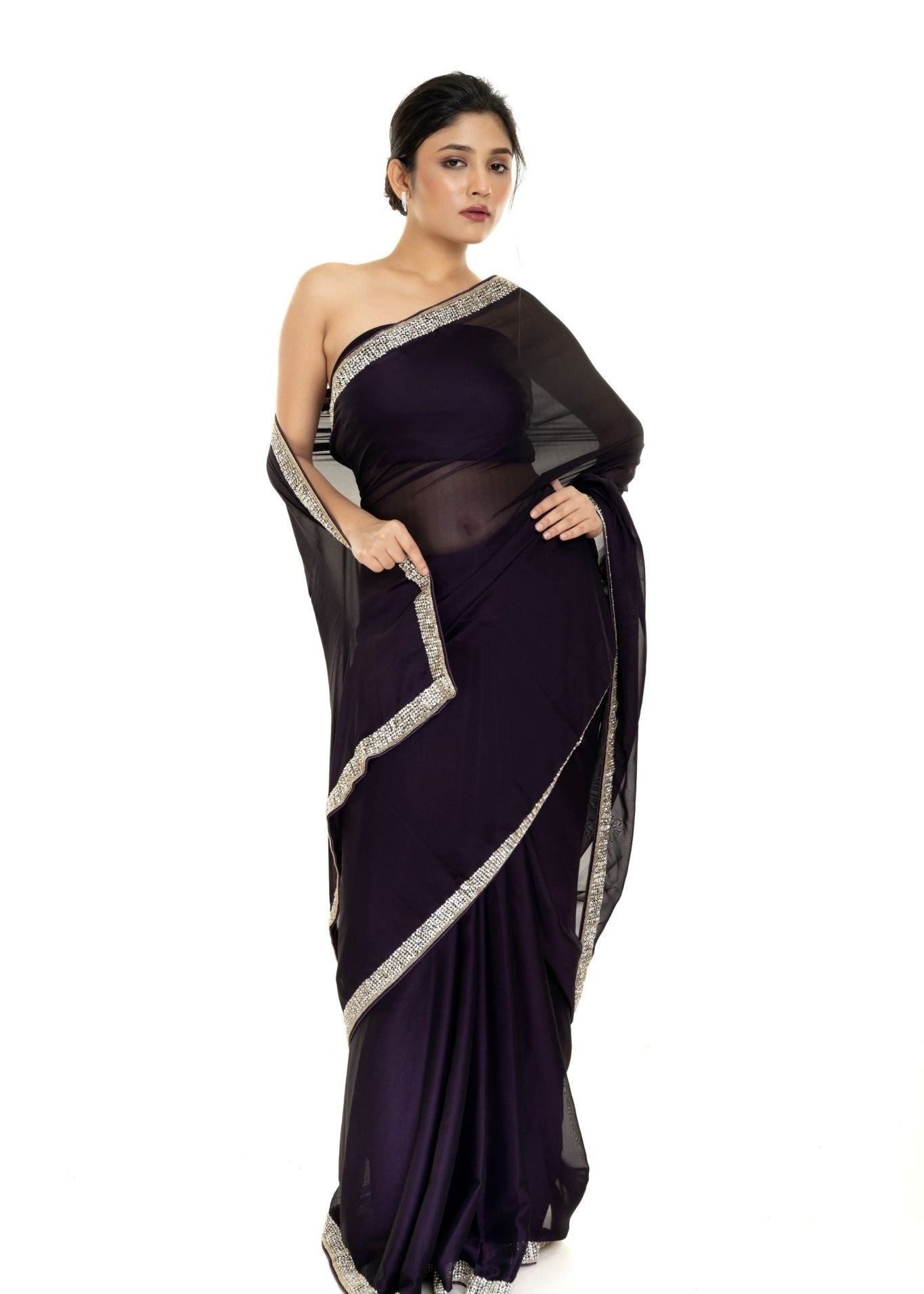 Burgundy Party Wear Saree