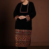 Black Velvet Kurta Set with Multicolor Embroidery Work - Anvi Couture
