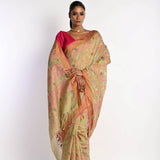 Pista Green Tant Jamdani Saree with All Over Floral Motifs - Anvi Couture