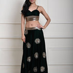 Bottle Green Velvet Lehenga Set With Gold Sequin Work