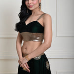 Bottle Green Velvet Lehenga Set With Gold Sequin Work