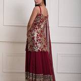Stunning Deep Maroon Sequin Work Lehenga Set with Long Top| Traditional Indian Fashion