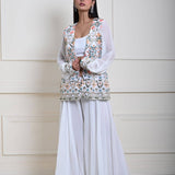 White embroidered Sharara Set