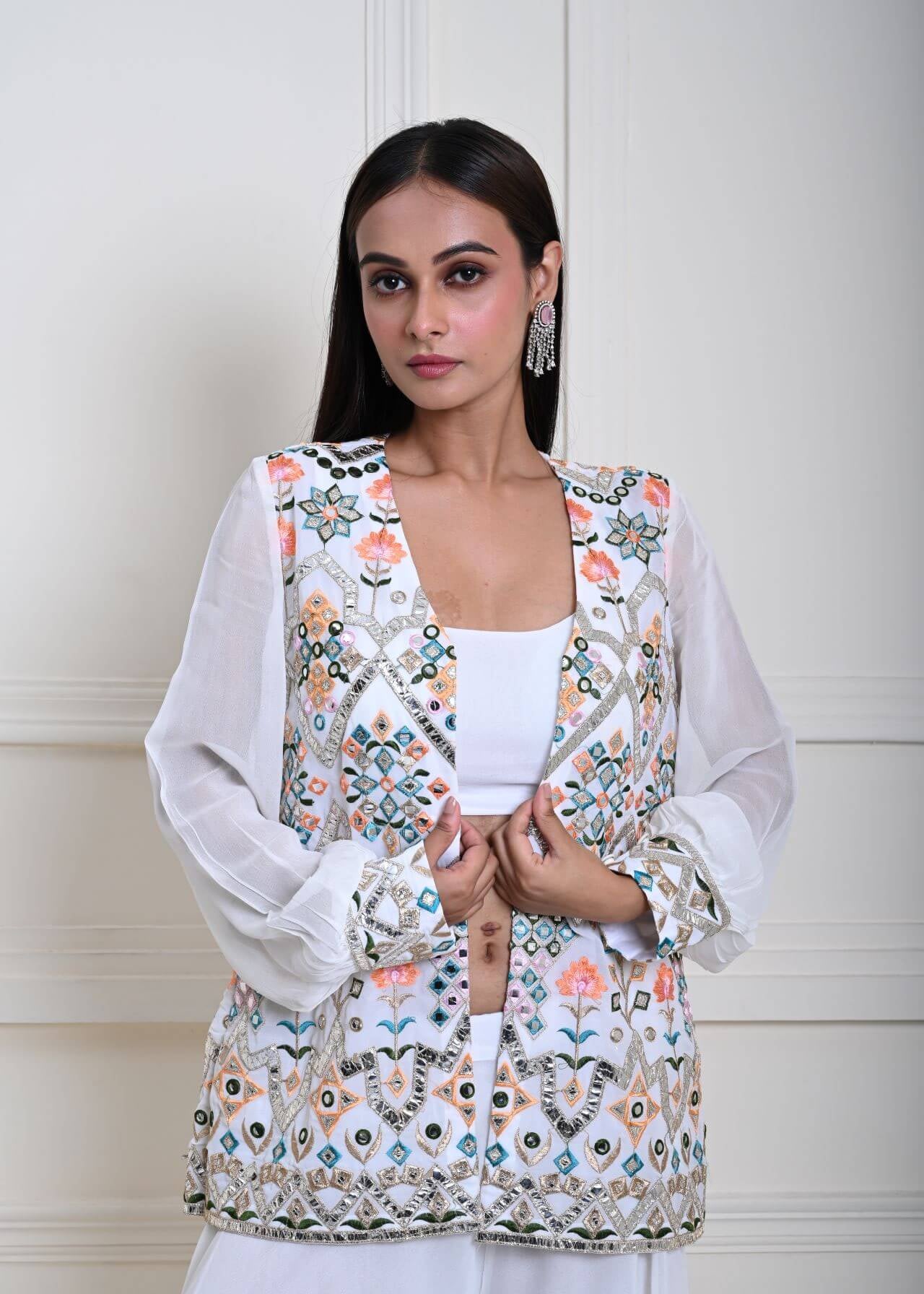White Sharara Set