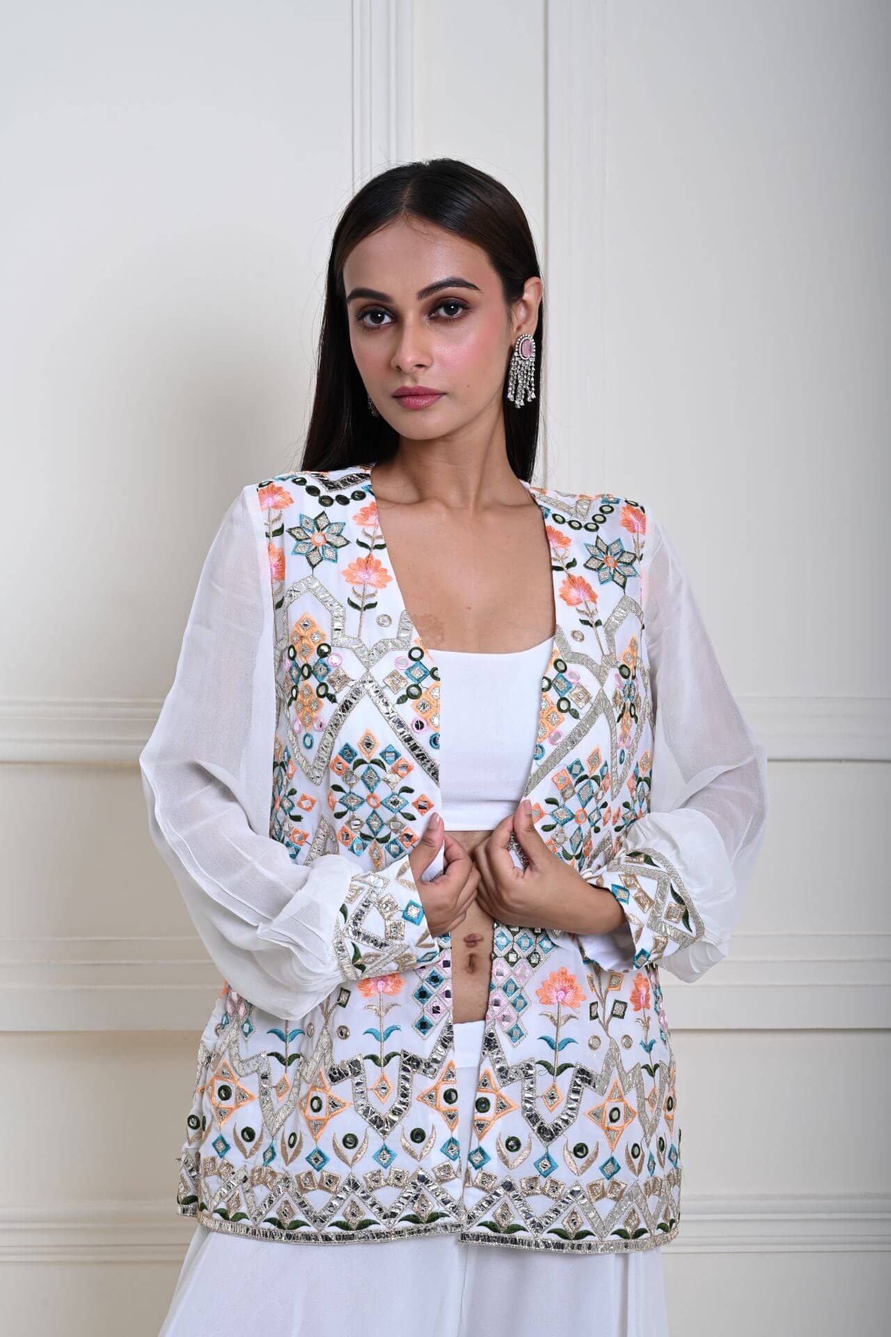 White Sharara Set