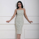 Mint Green Embroidered Midi Dress with Spaghetti Straps