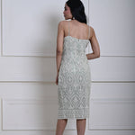 Mint Green Embroidered Midi Dress with Spaghetti Straps