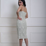 Mint Green Embroidered Midi Dress with Spaghetti Straps