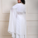 White Lehenga Choli Set Embroidered work with Cape Style Dupatta