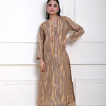Yellow and Grey Printed Kurti Set in Cotton Silk