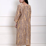 Yellow and Grey Printed Kurti Set in Cotton Silk