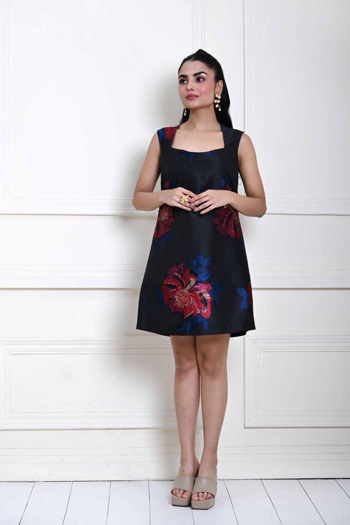 Black Floral Mini Dress