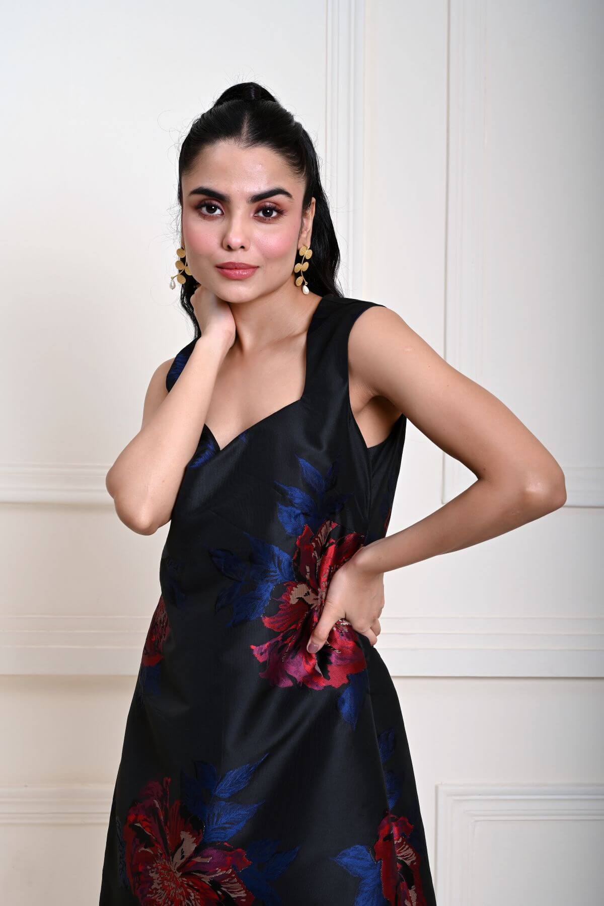 Black Floral Mini Dress