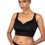 Black Sweetheart necline Blouse With U Back Clouser - image 2
