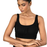 Black Broad U Neckline Sleeveless Blouse - image 1