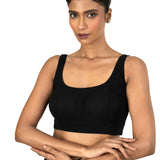 Black Broad U Neckline Sleeveless Blouse - image 2