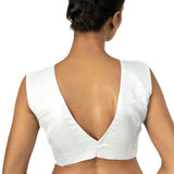 Silver Tissue Silk Blouse with V Neckline with Back Closer - image 4