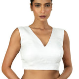 Silver Tissue Silk Blouse with V Neckline with Back Closer - image 2