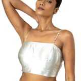 Silver Tissue Strappy Sleeveless Blouses - image 2