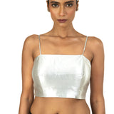 Silver Tissue Strappy Sleeveless Blouses - image 1