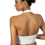 Silver Tissue Halter Neck Saree Blouse - Anvi Couture