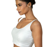 Silver U Neckline Sleeveless Blouse with Back Closer
image-3