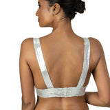Silver Sequin Plunging V Neck Sleeveless Blouse - image 4