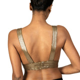 Antique Gold Sequin Plunging V Neck Sleeveless Blouse - image 4