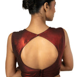 Maroon Sleeveless Tissue Blouse with Sweetheart Neckline - image 4